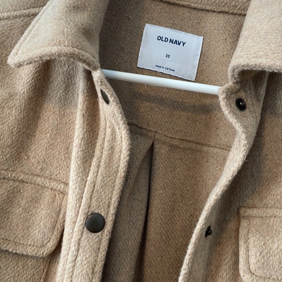 tan shacket jacket flannel button down shirt - Picture 3 of 4